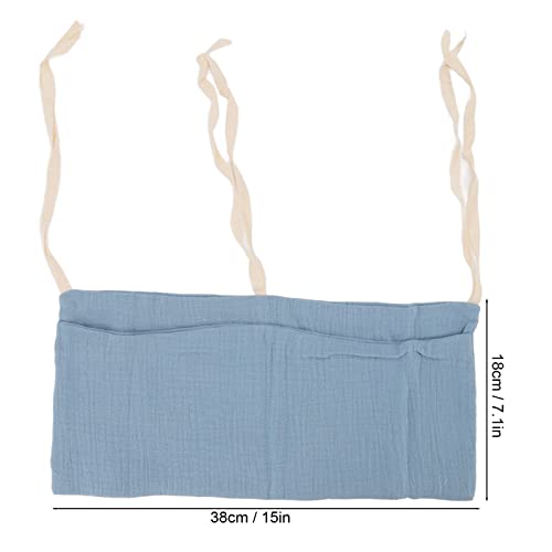 Babybed opslag hangzak, 2 Pockets Baby Bed Organizer Verstelbare riem Nursery Baby Bedside opslagzak voor speelgoed (Donkerblauw) 3