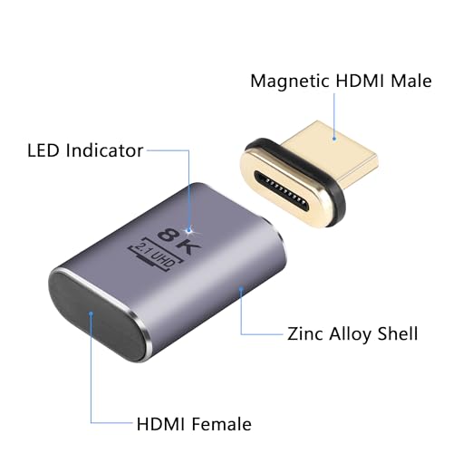 Magnetische HDMI Adapter, 10 Pin, HDMI 2.1 Plug naar Bus Extender Connection, 8K UHD Video, Compatibel met Computer Game Console, Smart Box, Monitor, TV Projector (HDMI Links) 4
