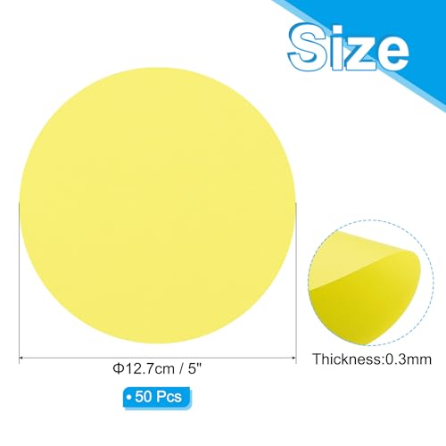 5 Inch Circle Card Stock, 50st Ronde Vorm Cutouts Papier Dikke Karton Coaster voor DIY Craft Projecten Klaslokaal Bulletin Board Decor, Geel