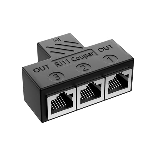 RJ11 koppeling RJ11 vrouw tot 3 vrouw 6P6C Telefoon inline koppeling telefoon uitbreiding adapter voor vaste fax machine (1 tot 3)