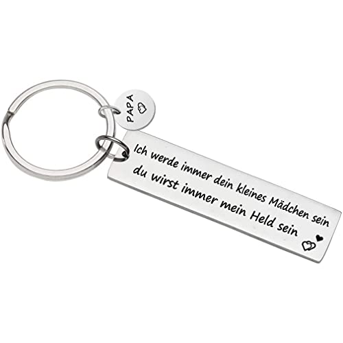 Papa geschenk "Ich werde immer dein little girl," je zal altijd mijn held sleutelhanger Beste papa Ooit sieraden Vaderdag cadeau verjaardag cadeau van dochter aan vader, zilver, M