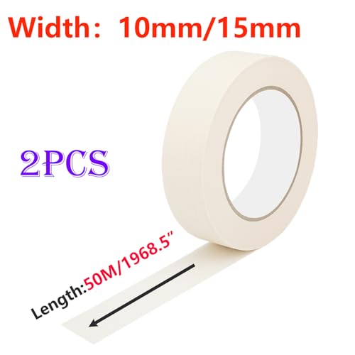 2 Rolls Masking Tape Painting, 10mm x 50m Masking Tape, Painting Tape, Masking Tape, voor schilderen, renovaties, ambachten, wit