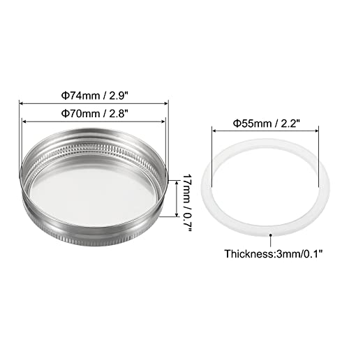 70mm Plain Mond Roestvrij staal Mason Jar Lids, 1Set/3 Pack Canning Jaren Caps met Silicone Sealing Ring voor Keukenopslag