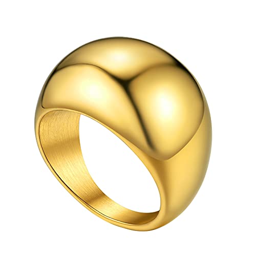 Sieraden roestvrij staal gepolijste dome ringen voor vrouwen meisjes, grootte J-Z1⁄2, dikke dikke duim ring, kan worden gegraveerd