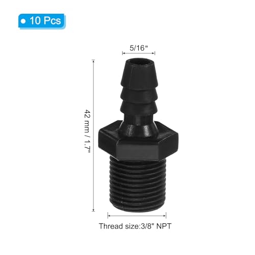 3/16" Barb x 3/8" NPT Male Connector, 10 st Plastic slang Barb passen industriële slang Barb aan Pijp Fitting Aansluiten, Pijp Fitting Adapter voor waterlucht brandstof
