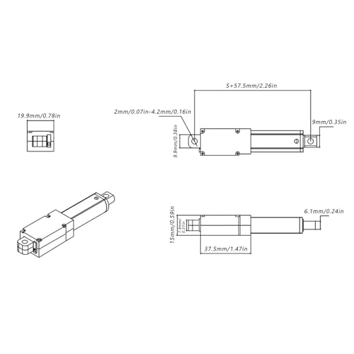 Actieur Linéaire 30mm DC 12V Mini Actieur de Mouvement Linéaire électrique Beschermingscontre les Courts-circuits Fish de Type T(Course 30mm-15mm/s-50N) 3