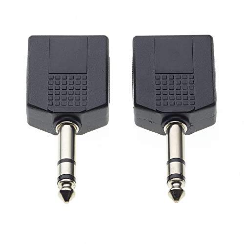 6,35mm Stereo Jack Plug to 2 x Twin 6,35mm Stereo Jack Socket Splitter Adapter Dual Stereo 1/4 Y Adapter, Pack of 2 3