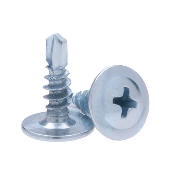 4.2mm X 13mm Flange Head Phillips Zelfboren Schroeven, Modified Truss Head Gegalvaniseerde stalen schroeven, Fine Thread, Pan Head Pozi Schroeven voor plaatstaal, Plasterboard en hout (50 st.)