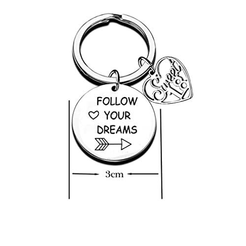 Inspirerende 18e verjaardag sleutelhanger voor dochter zuster vriendin familie verjaardag cadeau meisje zilver W25/L50, zilver