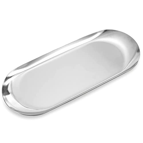 Metalen Opbergbak, 1st Candy Tray Roestvrij staal, Oval voor Snack / Fruit Candy/Candy/Key/Cosmetics/Jewelry (Large) Silver
