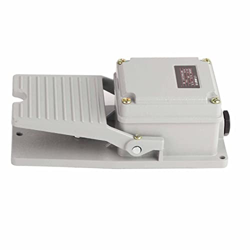 AC 250V 15A 1NO 1NC Voetschakelaar Momentary Aluminium, Industrial Momentan Metalen voetschakelaar, met Kabelingang [Energieklasse A+] 3