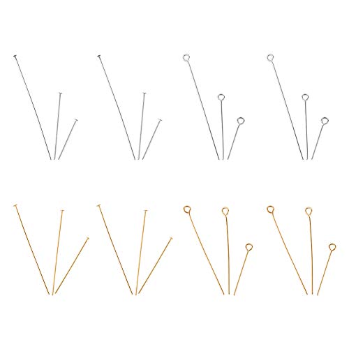 640sts 304 Roestvrij Steel Eye Pins Head Pins Ball Head Pins 3 Styles Draadkop Pins voor sieraden maken (Goud en roestvrij staal) 3