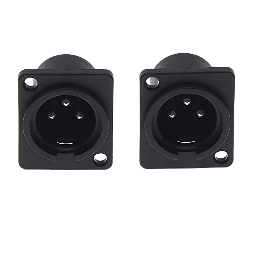 XLR Plug 3 Pole Chassis - Man Jack 3 Pin Solder Panel Mount Connector voor Microfoon Speaker Socket - Pack van 2
