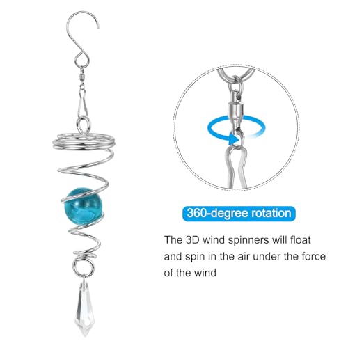 8" Gazing Bal Spiraal staart, Decoratieve Wind Spinners 1 Inch kristal glazen bal met hangende draaihaak voor binnen tuin decoratie, Sky Blue 3