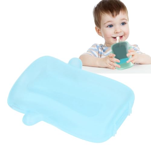 Knijpen Pouch houder Baby voeden pouch houder Baby Juice Box houder voor peuters (BLUE)