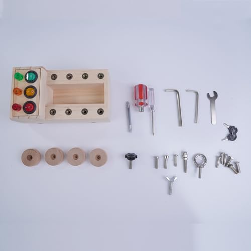 Montessori Schroevendraaierbord voor peuters - Educational Busy Board Speelgoed voor leeftijden 1-3 jaar - Motor Skills Development, Houten Activiteiten Board, Perfect voor 5