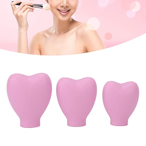 3 Make-up penseelbeschermer Make-up borstelhoes reizen, Portable Silicone hartvorm Cute Cosmetic Penseel Guard Hoes voor reizen Huis, voor vrouwen en meisjes 4