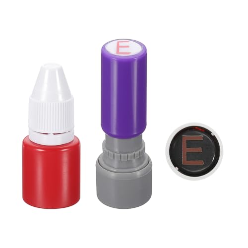 10mm brievenstempels, E-Alphabet stempels Mini Zelf inkt stempels Plastic inkt stempel Set voor leraar, klaslokaal, scrapbooking, rode inkt, paarse Shell