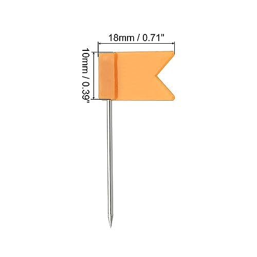 50 stuks Vlaggenkaart pennen, 1 Inch Reiskaart Pennen met Plastic Head voor Cork Pin Board Fotokaart Oranje ophangen