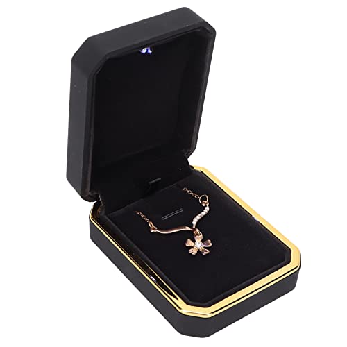 Luxe hanger doos met LED-licht, sieraden Organisator opslag geval houder ketting armband ringen Hanger Display opslag geval voor bruiloft voorstel Verloving Valentijnsdag Favors verjaardagen (zwart)