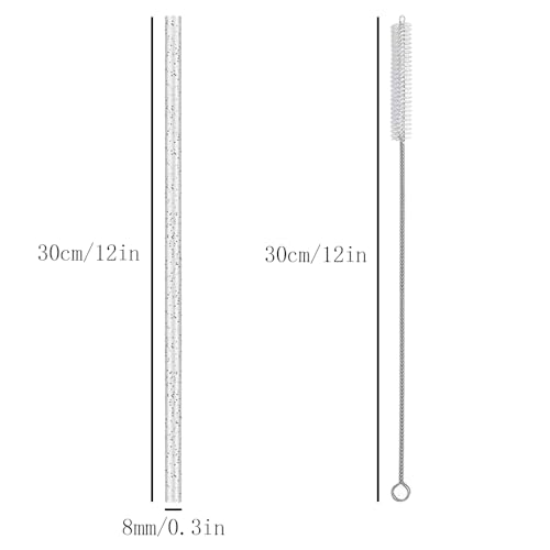 8 st. Herbruikbare Straws - Sparkling Long 30cm Dikke Plastic Straws - Kleurrijk en helder met reinigingsborstel voor Mason Jar