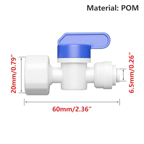 1 Piece 1/2" Vrouw tot 1/4" Inline Faucet/Shut-Off Valve, Plug Connection Adapter Past voor koelslang, Waterbuis