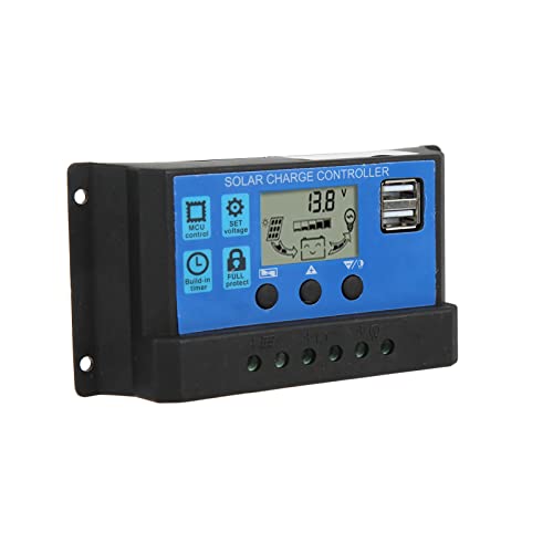 30A Solar Charge Controller, Controller met dubbele USB uitgang voor 12V/24V Zonnepanelen, High-tech LCD display voor eenvoudige bediening 4