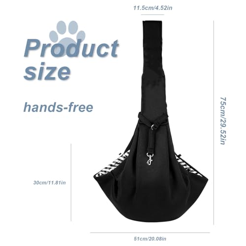 Laadvermogen 7,5 kg hondenslinger, kattenslinger met haken en zijzakken, zwarte hondentas, voor het meenemen van huisdieren naar het park, wandelen of winkelen