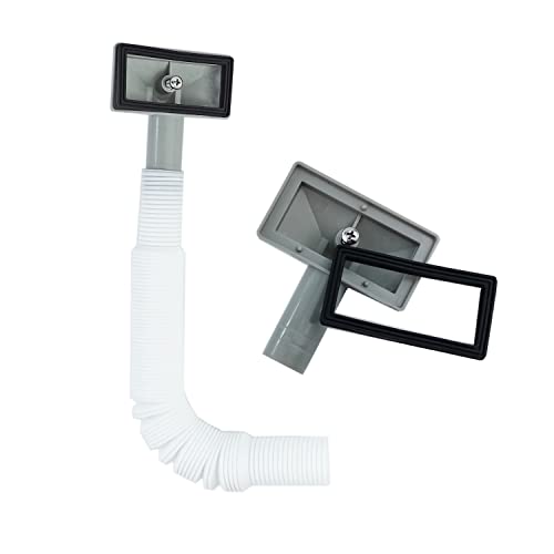 2 x verbindingsbuis voor gootsteen en gootsteen, vierkante interface (afmetingen: 75 x 40 mm) buislengte 230-600 mm, diameter 26 mm (binnendiameter: 21 mm)