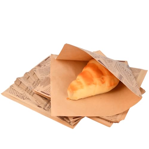 Voedingspapier, 200st Burgertassen, 15x15cm Voedingsverpakkingspapier, Geolied voedselpapier voor Chips, Burgers, Sandwiches (B 18 x 18 cm 200 stuks)