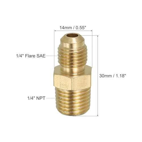 Solid Brass Hex Montage Draadadapter, 6 Pack 1/4" Flare SAE x 1/4" NPT Man Man Waterlijn Connectors Koppelingen