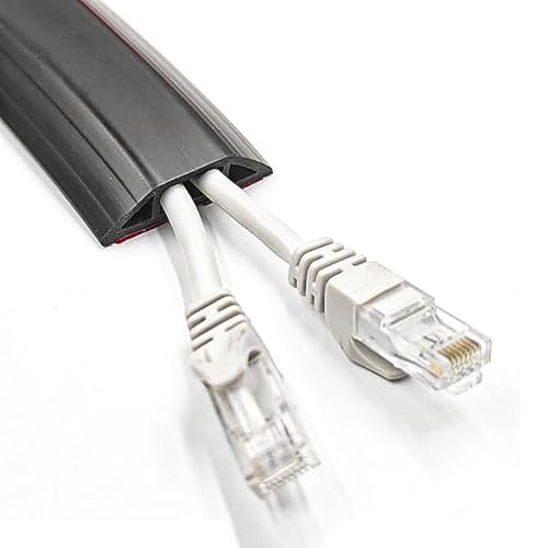 2M Floor Wire Cover, Kabelbeschermer, Beschermende Draad Hoes voor Kabel Verbergen, Kantoor, Huis, Pakhuis (Zwart) 5