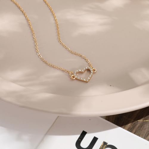 Hart ketting, gouden hart ketting, Vintage eenvoudige ketting, gouden ketting met hart hanger hart ketting, Ideaal voor vrouwen, Perfect als Valentijnsdag Gift, Goud, Goud 5