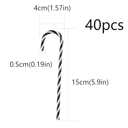 32 stuks Kerstmis Candy Cane decoraties Plastic kerstboom hangende decoratie Candy Canes voor Kerstmis (zwart 15cm)