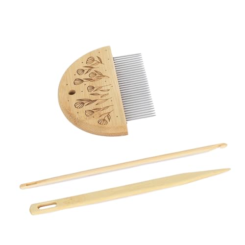 Houten Weven Comb, Loom Kit, Professionele Houten Loom Comb Big Eyes Naald 4mm Haak haak haak set voor het maken van DIY ambacht gereedschap (Type 3) 3