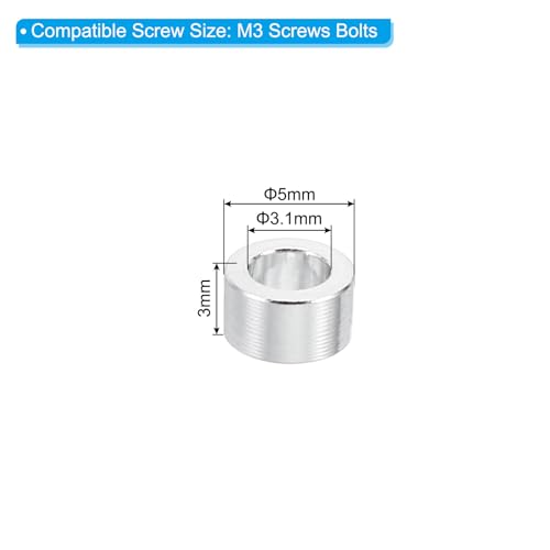 M3 Aluminium Standoffs Set van 10 Ronde Metaal Standoffs Aluminiumlegering voor M3 Schroefbout, 3 x 3,1 x 5 mm (L x D x D)