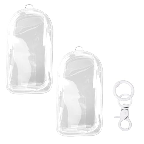 2 stuks Doll Protective Case, 19,5 x 10,5cm Waterdichte PVC zak met duidelijke figuren met Pompoms en Keychain Display Box voor poppen