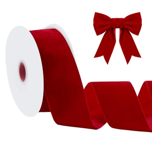 10 Yards/9,14 m fluwelen plint enkelzijdig, 5,2 cm ras vintage zeil fluwelen plint voor naaien maken doe-het-zelf ambachten geschenkverpakking boeketten beschikbaar, rood