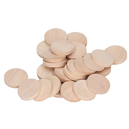 50st 1,2 inch rond hout 50st 1,2 inch ronde houten munten, kleine houten cirkels munten, ronde houten penningen kleine lege houten uitsparingen cirkels chip voor 3