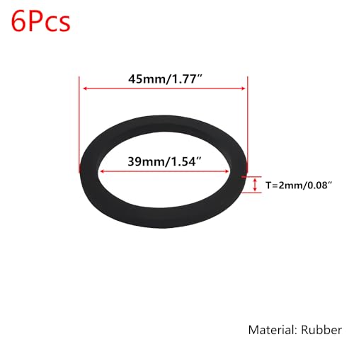 6 stuks Flat Rubber Seals, Siphon Seal voor O-ringen, Drain Seal, Diameter 45 mm, ID 39 mm