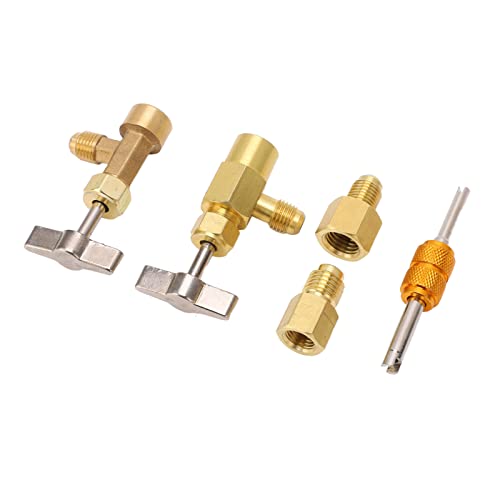 R1234Yf Adapter, Refrigerant Dispenser met Tank Adapter Messing Leakproof Dispenser Valve met Koelerant Tank Adapters R134A Zelfdichtende Kan Faucet voor Airconditioning
