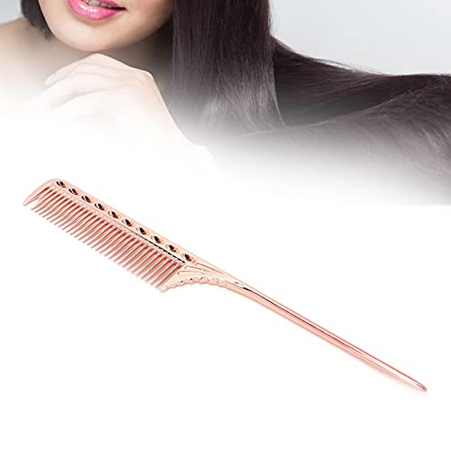 Hair Comb, Professional Rat Tail Hair Comb Salon Kapper Styling Comb Barber Aluminium Metal Comb (Rose Gold) 4