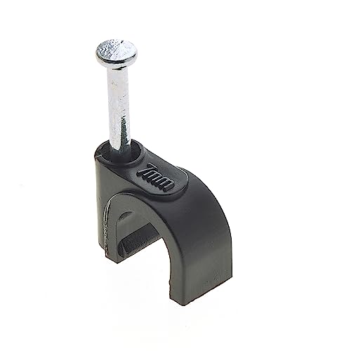 7mm ronde zwarte kabelclips, 100st voor effectief kabelbeheer, elektrische / ethernet Wandkabelclips, Nagelclips voor telefoon TV Wire Clips, Kabel Ties