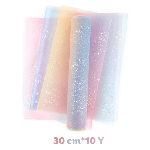 Tulle 30 cm x 9 m Glitter Regenboog Glitter Tulle Craft Tutu Bows Decoratie Partij Bruiloft Geboorte