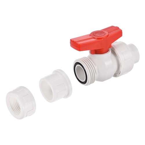 20mm ID Double Union Ball Valve, 1 Pack PVC Socket Type Shut-Off Valve Switch voor Water Flow Control, Wit 4