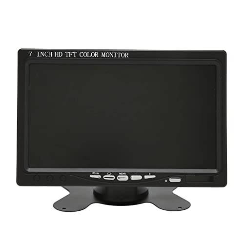 7 Inch TFT LCD autokleur Achteraanzichtmonitor, 1024 X 600 HD Car Monitor HDMI/VGA/AV Input Mini Monitor met luidsprekers voor parkeerreservekopie Achteraanzicht Camera(EU)