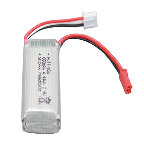 RC vliegtuig Lithium batterij, 2 stuks 7.4V 600Mah RC vliegtuig vervangingsbatterijen met JST rode plug Overload Beschermende V voor WLtoys XK A280 RC vliegtuigen 3