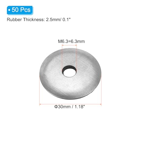 EPDM Rubber Afdichting Ringen Afdichting M6.3 x 30 mm, Verpakking van 50 Schroefhouder Gemaakt van gegalvaniseerd Neopreen Rubber voor industriële huishoudelijke machines dak (#14 x 1/4 Inch)