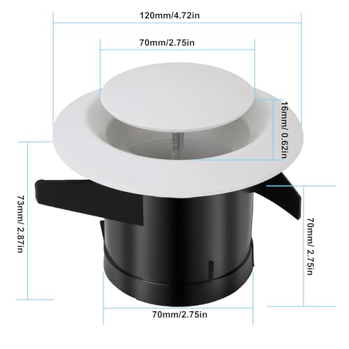 Duct Cover,Cache VMC Plafond Conduit 70,Vmc 100 Plafond Diffuser Uitlaatvoorziening Ventilatie van de luchtventilatie van de luchtventilatie van de ventilatieslang 75mm(75mm)