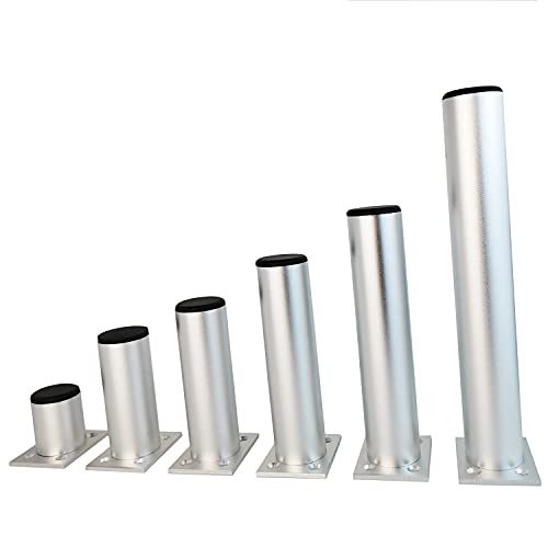 4 stuks 150mm Aluminium Legering Meubilair Benen, Ronde Meubilair Benen, Vangsten Ondersteuning Benen voor Meubilair Bank Tafelstoel Keuken Zilver 3